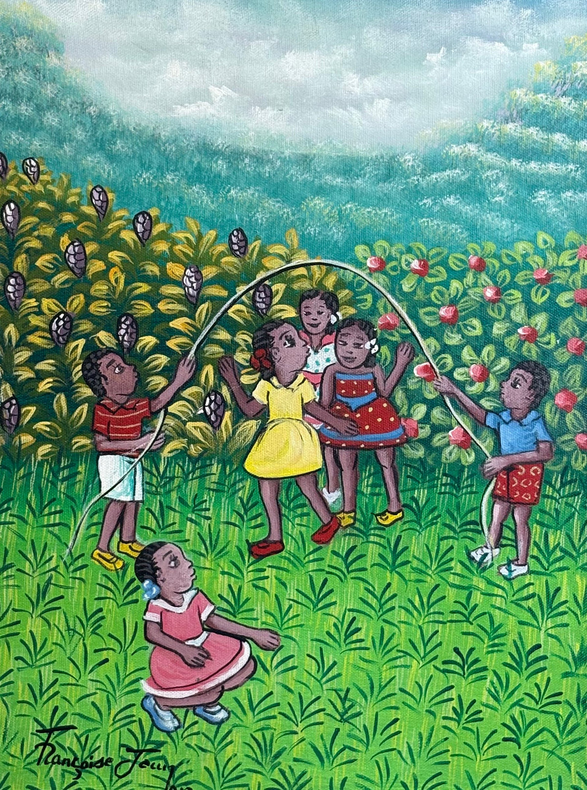 Fillette jouant à la corde by Françoise Jean