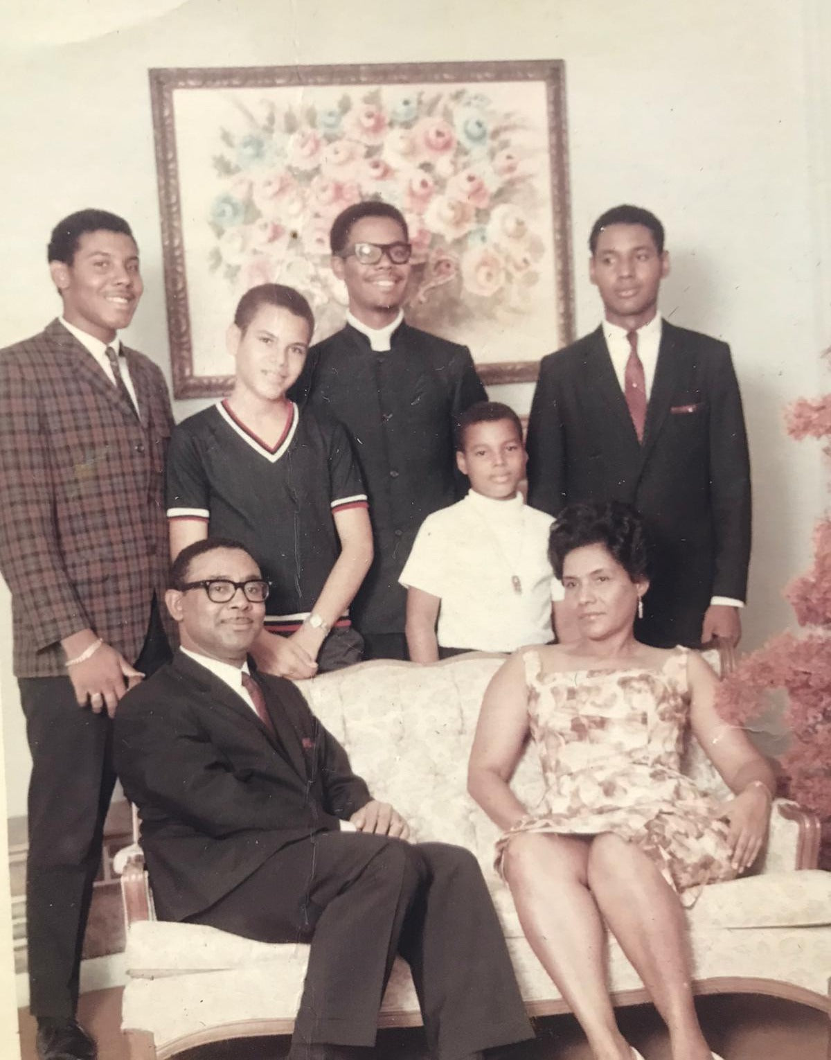 Carmel André Delatour with her family